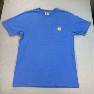 Carhartt T Shirt Mens Small Loose Fit Sky Blue Pocket Short Sleeve Workwear